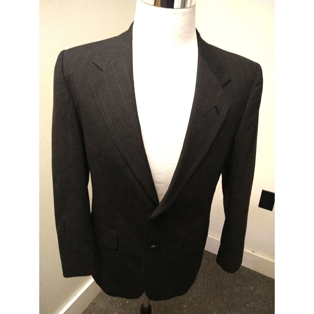 STERLING & HUNT Mens 40R Gray Pinstripe Blazer Sport Coat Wool Jacket Vintage